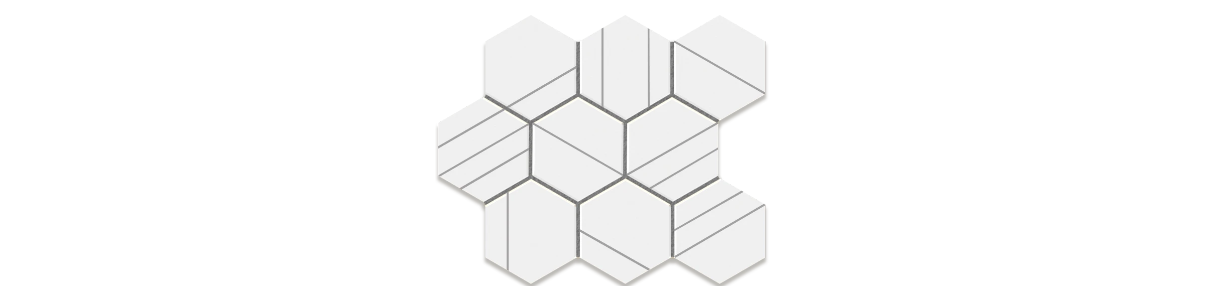 JF-10447 Arctic Style White 4x4 Scored Hexagonal Porcelain Mosaic · 11.22 × 13.66 in. sheet — product material view