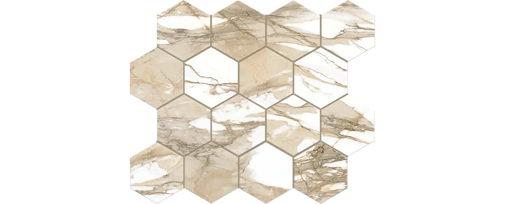 JF-10450 Classica Crema 3x3 Hexagonal Porcelain Mosaic · 10.25 × 11.75 in. sheet — product material view