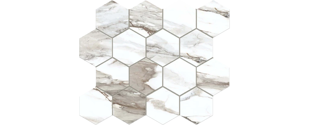 JF-10452 Classica Grigio 3x3 Hexagonal Porcelain Mosaic · 10.25 × 11.75 in. sheet — product material view