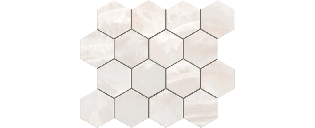 JF-10454 Era Elegant White 3x3 Hexagonal Porcelain Mosaic · 10.25 × 11.75 in. sheet — product material view