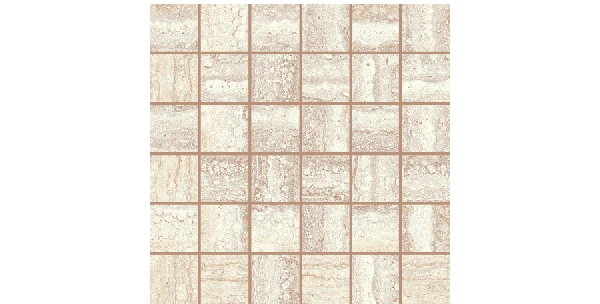 JF-10468 Travertino Beige Pressed Porcelain 2 × 2 Mosaic · 11 ⅞ × 11 ⅞ in. sheet — official product material view