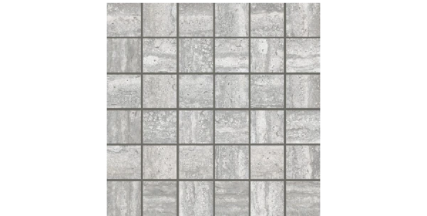 JF-10470 Travertino Gray Pressed Porcelain 2 × 2 Mosaic · 11 ⅞ × 11 ⅞ in. sheet — official product material view