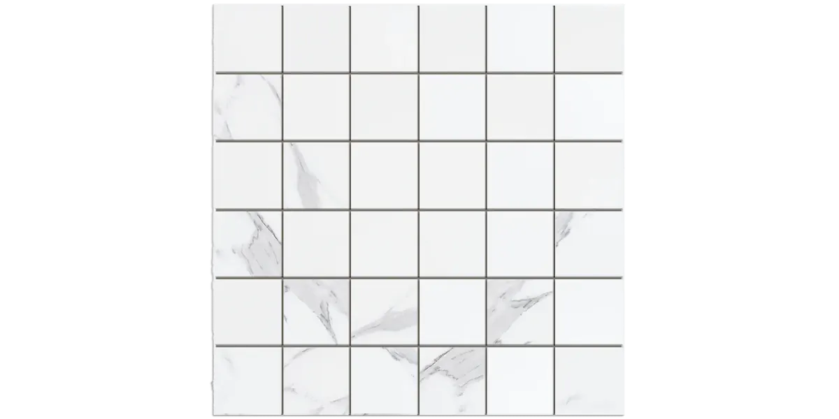 JF-10449 Cipriani Carrara White 2x2 Porcelain Mosaic · 11.875 × 11.875 in. sheet — product material view