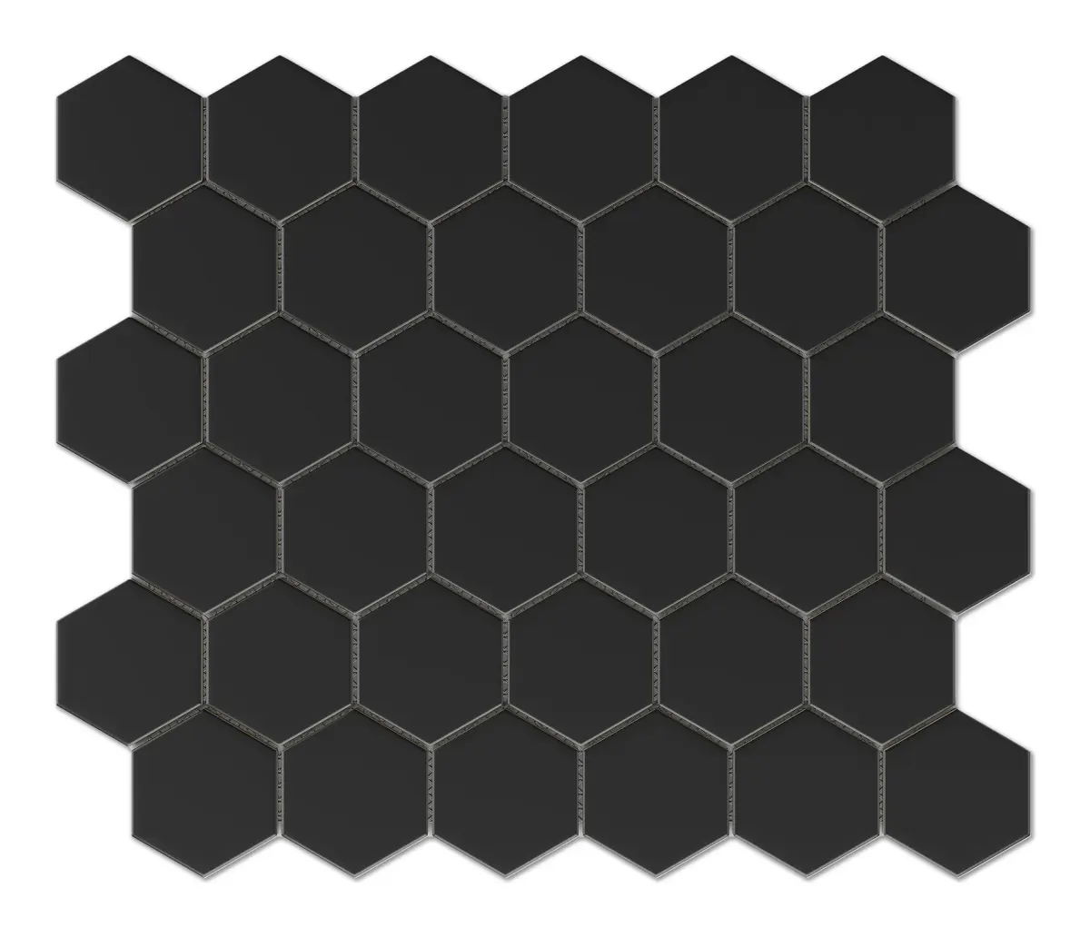 Hex Mosaic Black 2 in. textured porcelain hexagon mosaic sheet