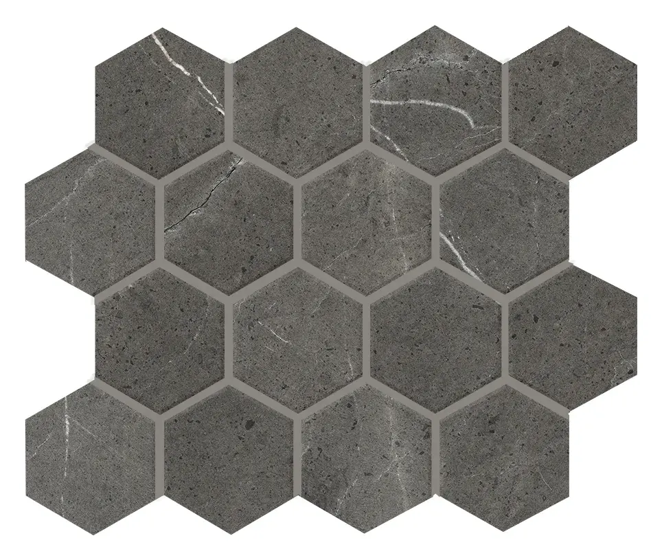 Sofia Gray 3 in. hexagon porcelain mosaic