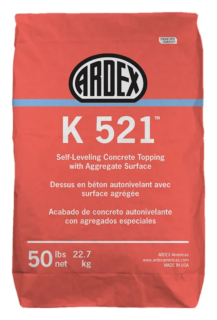ARDEX K 521 self-leveling concrete topping with aggregate, 50 lb bag