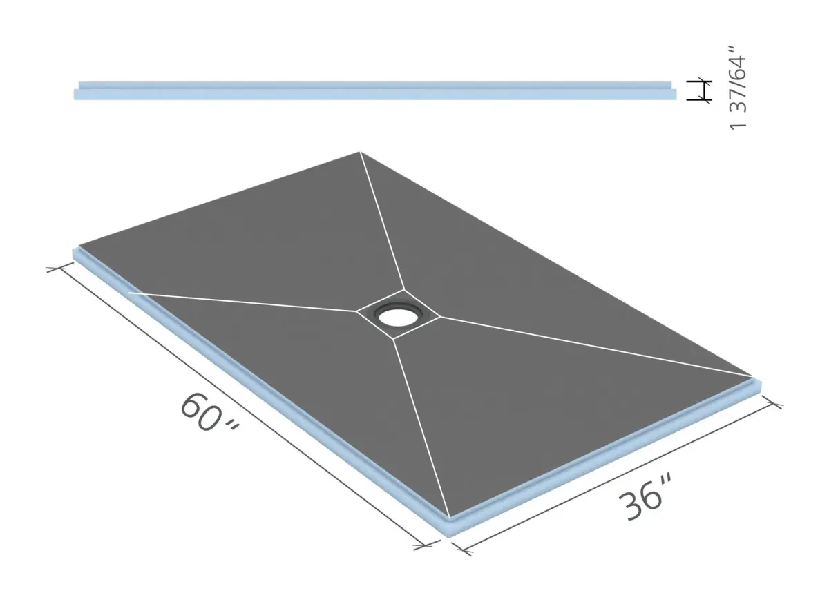 wedi Fundo Primo shower base 36 × 60 in., center drain