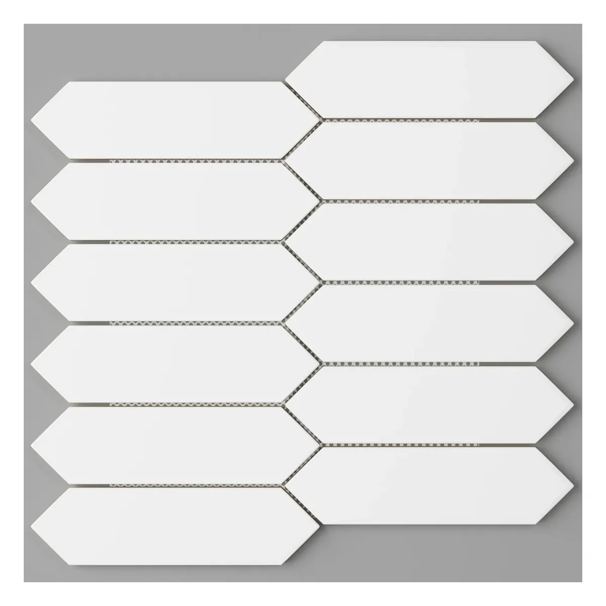 Picket mosaic White glossy porcelain 1.5 × 6 in. sheet