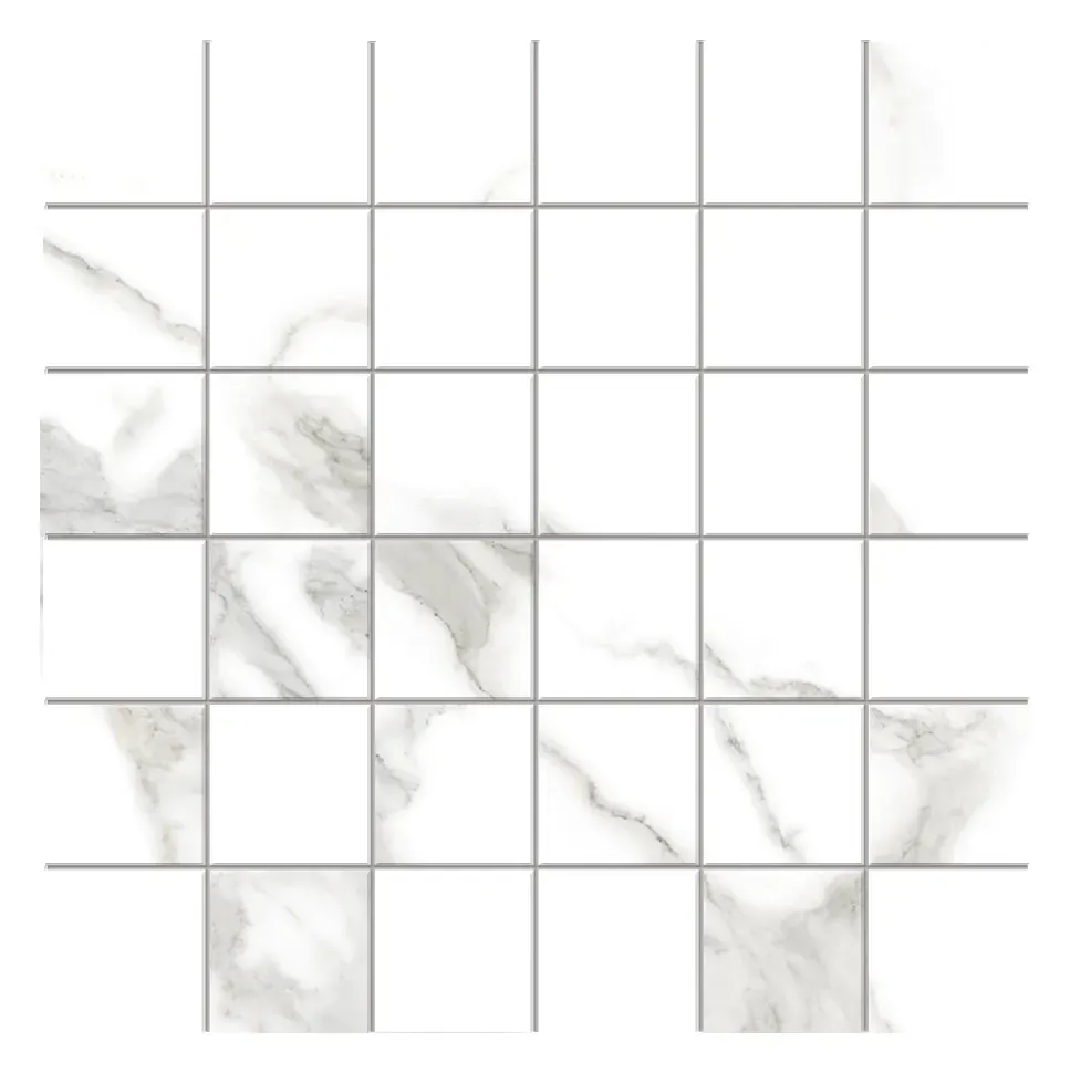 Statuario Venato 2 × 2 in. porcelain mosaic sheet