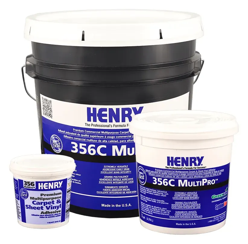HENRY 356C MultiPro multipurpose flooring adhesive in several container sizes