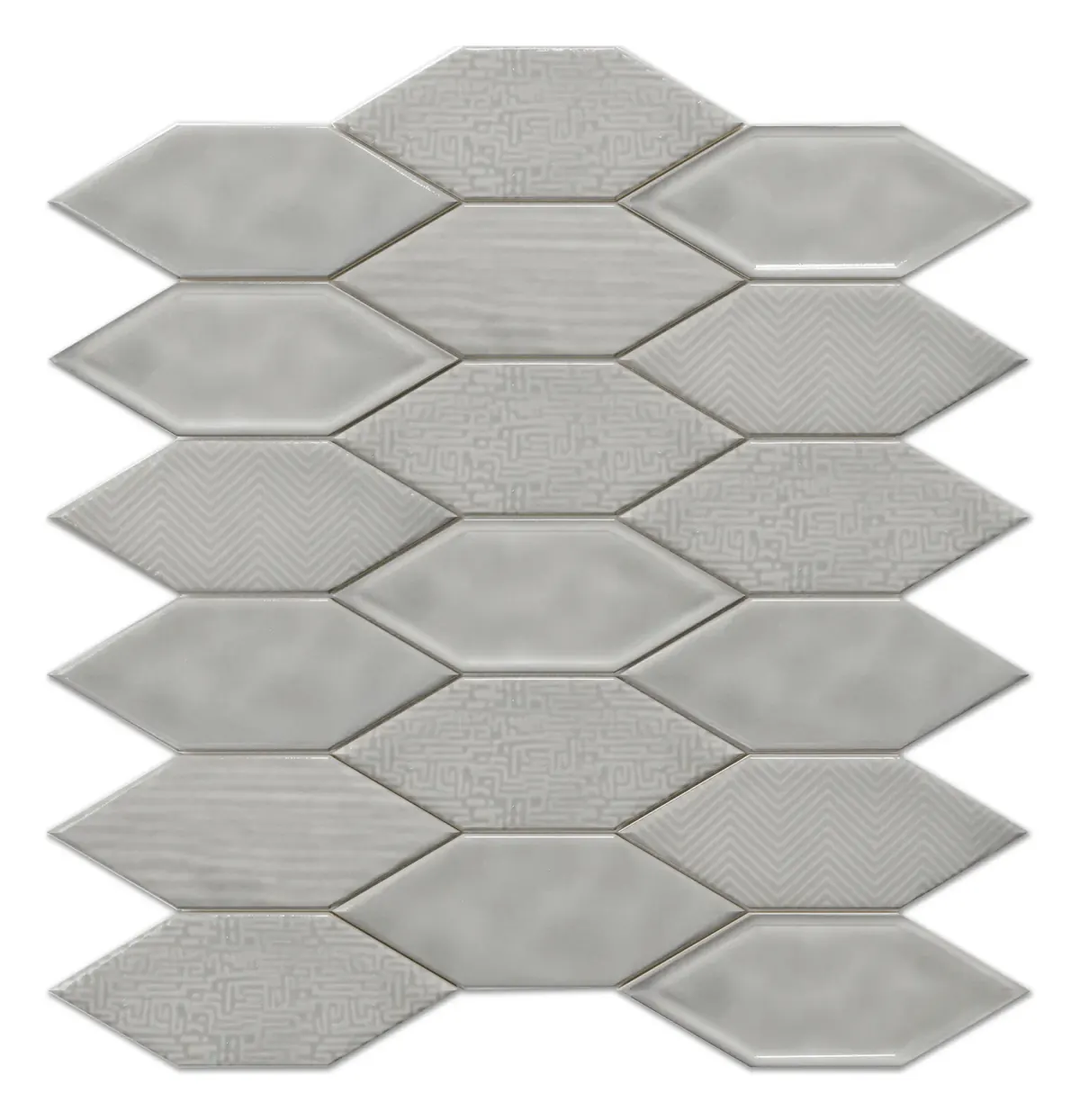 Texture picket mosaic Light Gray glossy sheet