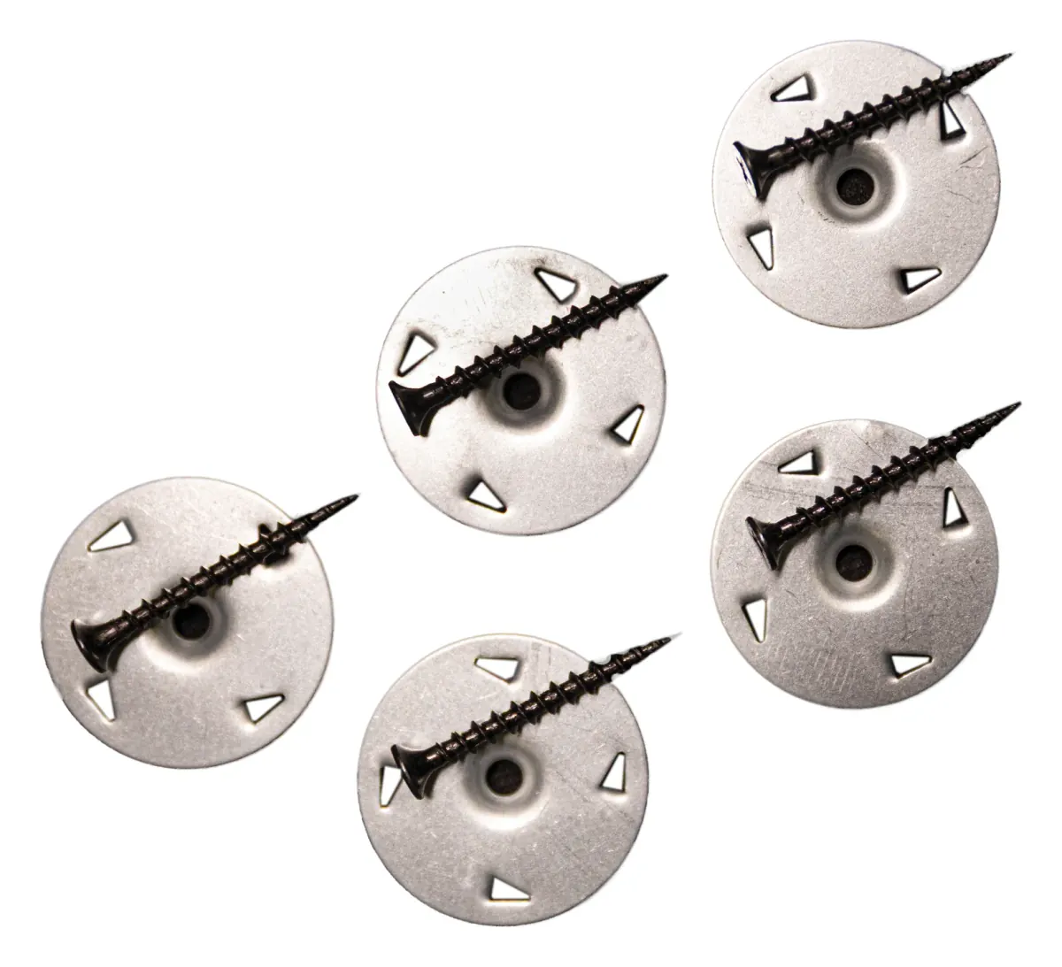 Shower panel screws with tab washers