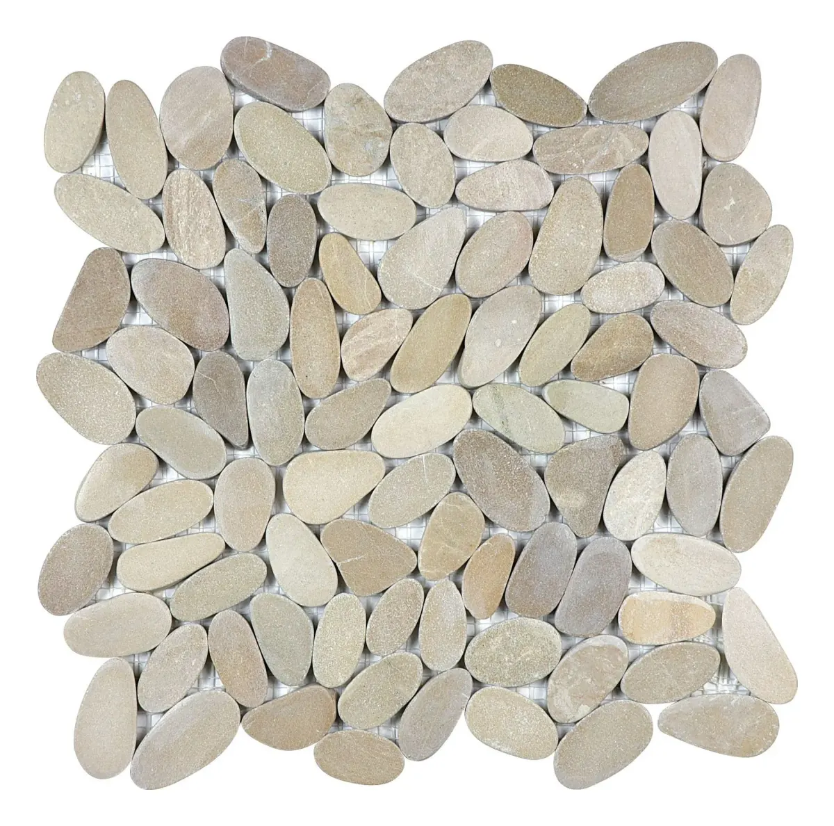 Pebble mosaic Driftwood Tan flat pebble sheet