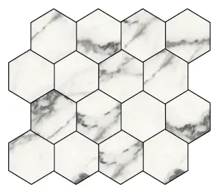 Earth Blanco 3x3 Hexagonal Mosaic sheet (porcelain)