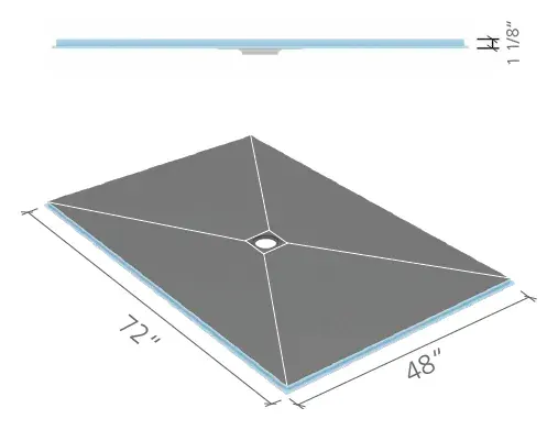 wedi Fundo Curbless (Ligno) shower base 48 × 72 in., center drain