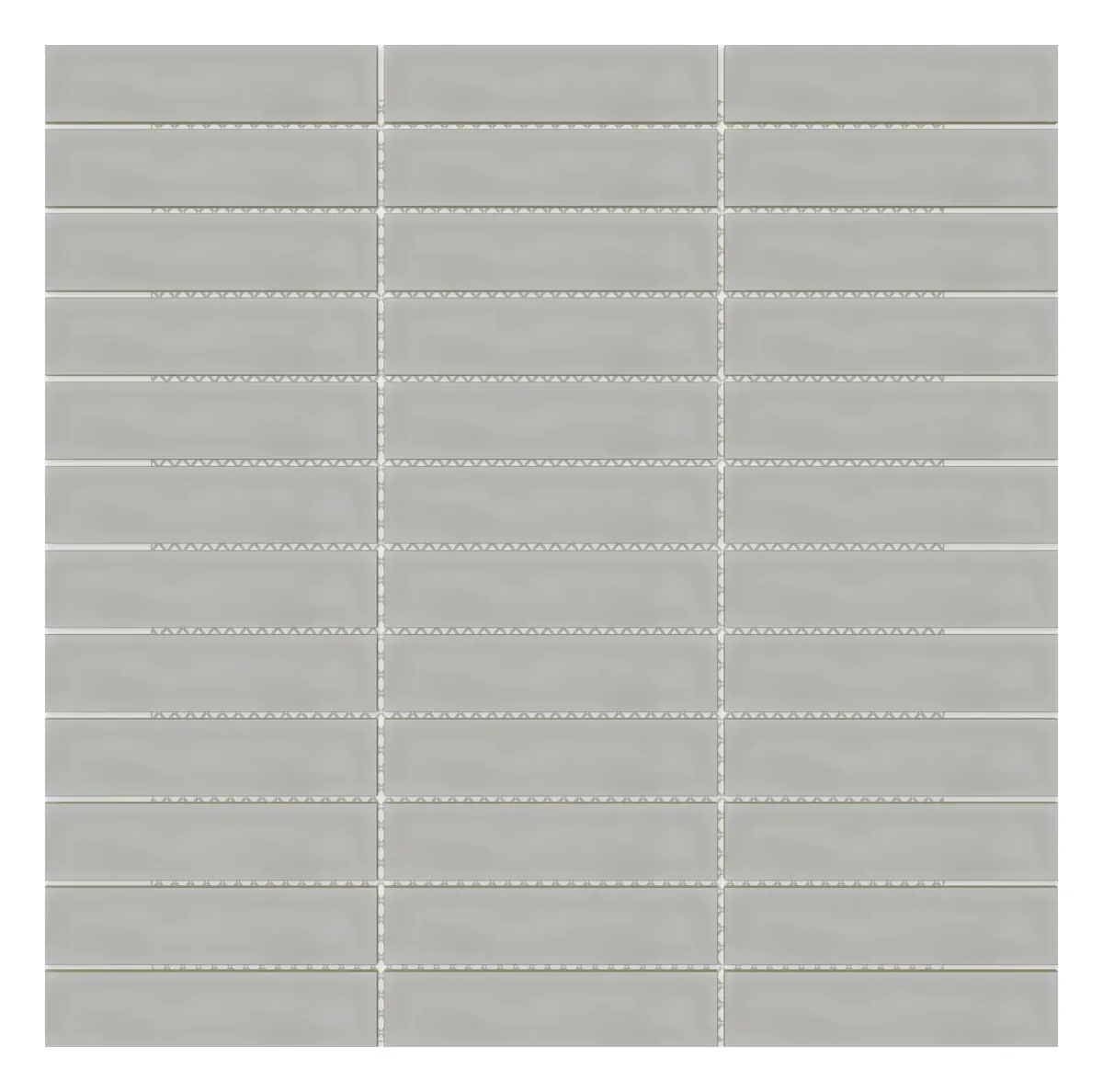 Soldier stack mosaic Light Gray glossy ceramic 1 × 4 in. sheet