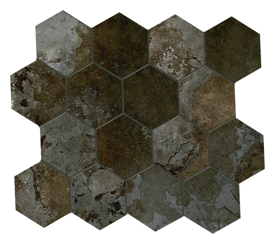Hekla Slate 3 in. hexagon porcelain mosaic sheet