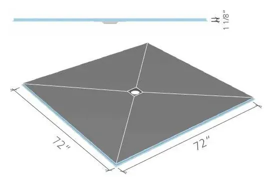 wedi Fundo Curbless shower base 72 × 72 in., center drain