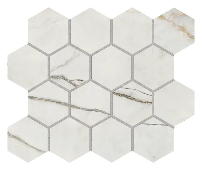 Eleppo Gold Matte 3x3 Hexagonal Mosaic sheet (glazed porcelain)