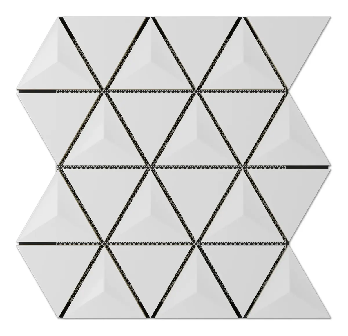 Geometrica White glossy ceramic 3D pyramid mosaic sheet