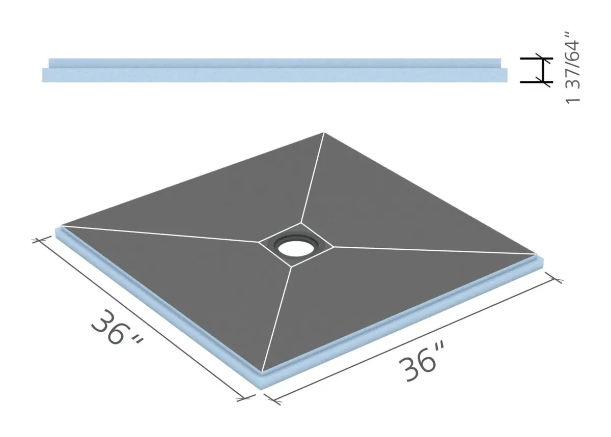 wedi Fundo Primo shower base 36 × 36 in., center drain