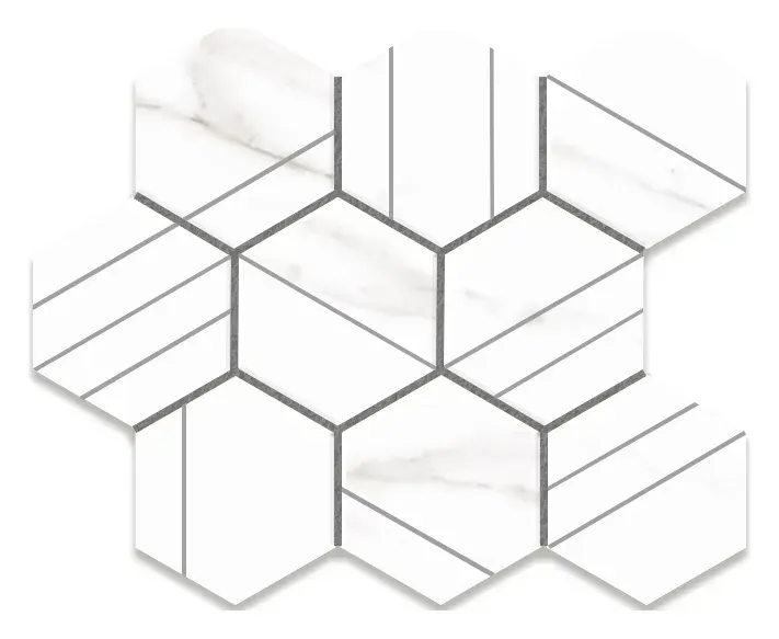 Sherron White scored 4 in. hexagon porcelain mosaic