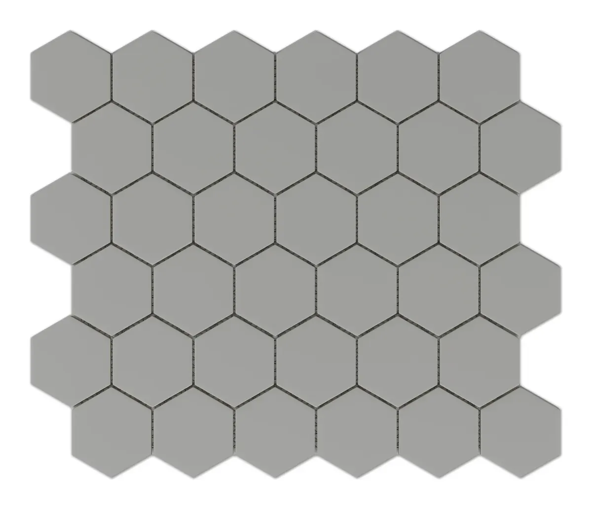 Hex Mosaic Light Gray 2 in. textured porcelain hexagon mosaic sheet