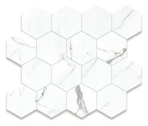 Preeminent II White matte 3 in. hexagon porcelain mosaic