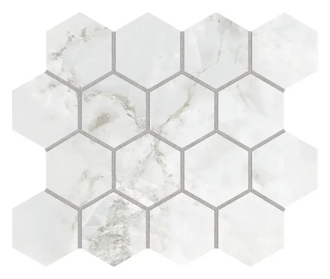 Onice Pearl 3 in. hexagon porcelain mosaic sheet