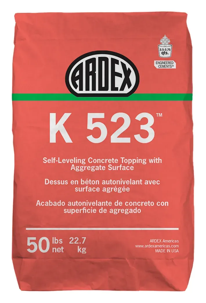 ARDEX K 523 self-leveling concrete topping with aggregate surface, 50 lb bag