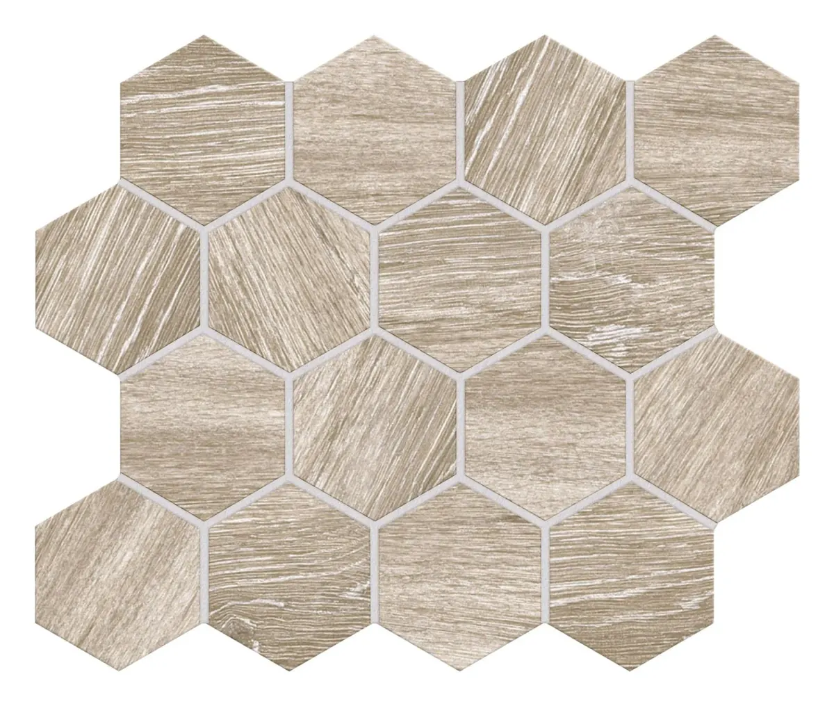 Pacano Taupe 3 in. hexagon porcelain mosaic