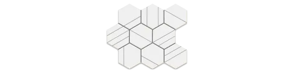 JF-10447 Arctic Style White 4x4 Scored Hexagonal Porcelain Mosaic · 11.22 × 13.66 in. sheet — product material view
