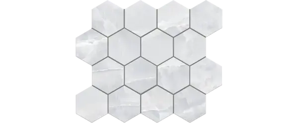 JF-10456 Era Mystic Gray 3x3 Hexagonal Porcelain Mosaic · 10.25 × 11.75 in. sheet — product material view