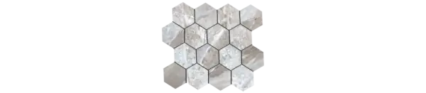 JF-10459 Fossilique Stone Crystal Gray 3x3 Hexagonal Lappato Porcelain Mosaic · 10.25 × 11.75 in. sheet — product material view