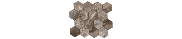 JF-10461 Fossilique Stone Mineral Umber 3x3 Hexagonal Lappato Porcelain Mosaic · 10.25 × 11.75 in. sheet — product material view