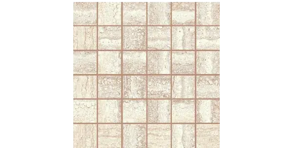 JF-10468 Travertino Beige Pressed Porcelain 2 × 2 Mosaic · 11 ⅞ × 11 ⅞ in. sheet — official product material view