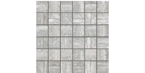 JF-10470 Travertino Gray Pressed Porcelain 2 × 2 Mosaic · 11 ⅞ × 11 ⅞ in. sheet — official product material view