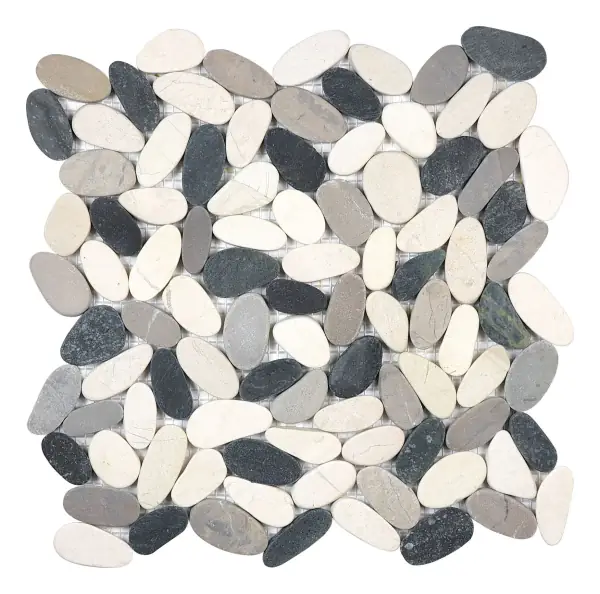Pebble mosaic Tranquil Cool Blend flat pebble sheet