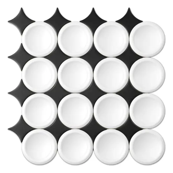 Circular Star Mosaic White & Black sheet (ceramic)