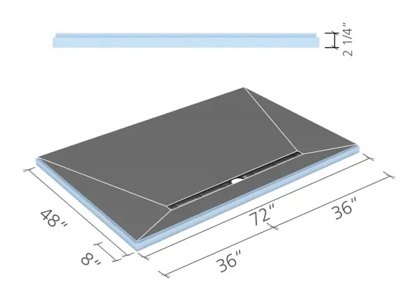 wedi Fundo Riolito Neo shower base 48 × 72 in., linear drain