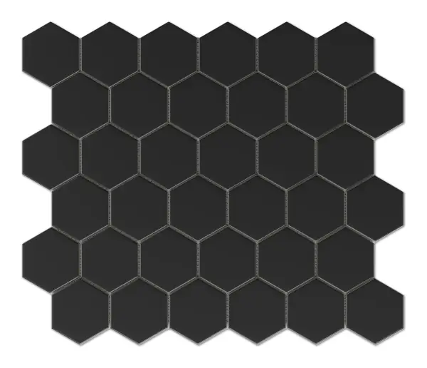 Hex Mosaic Black 2 in. textured porcelain hexagon mosaic sheet