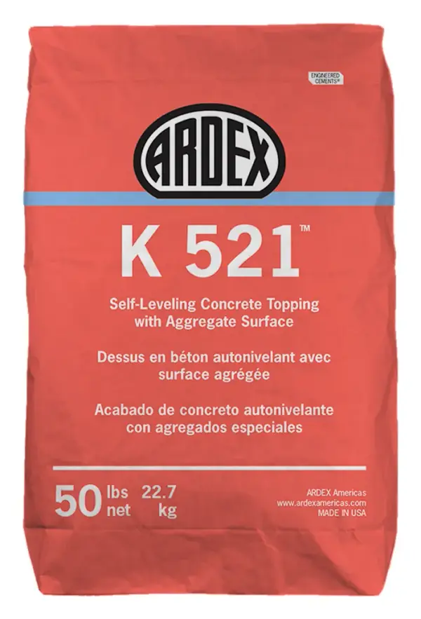 ARDEX K 521 self-leveling concrete topping with aggregate, 50 lb bag