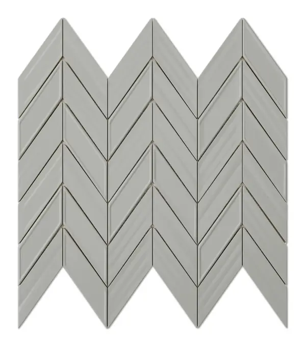 Fletching Light Gray glossy ceramic chevron mosaic sheet