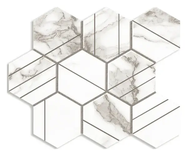Marbella Bianco Gioia 4 in. scored hexagon porcelain mosaic