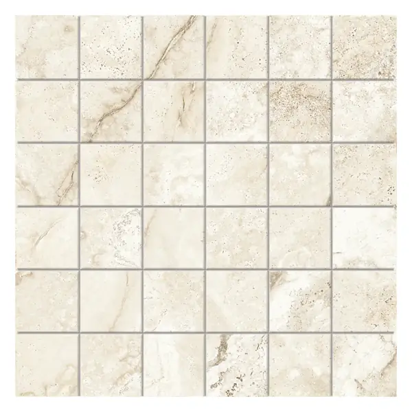 Travertino Crema 2 × 2 in. porcelain mosaic sheet