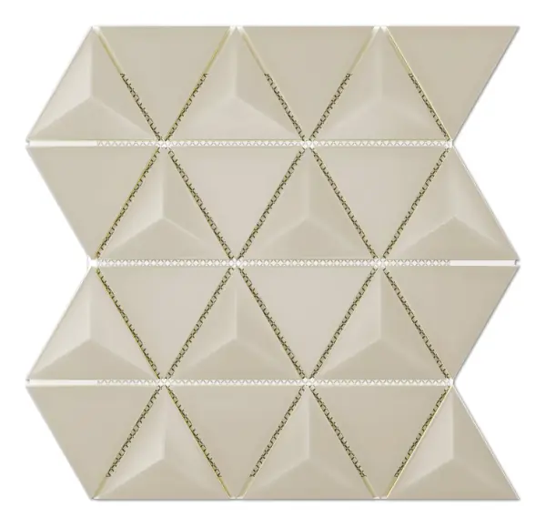 Geometrica Taupe glossy ceramic 3D pyramid mosaic sheet