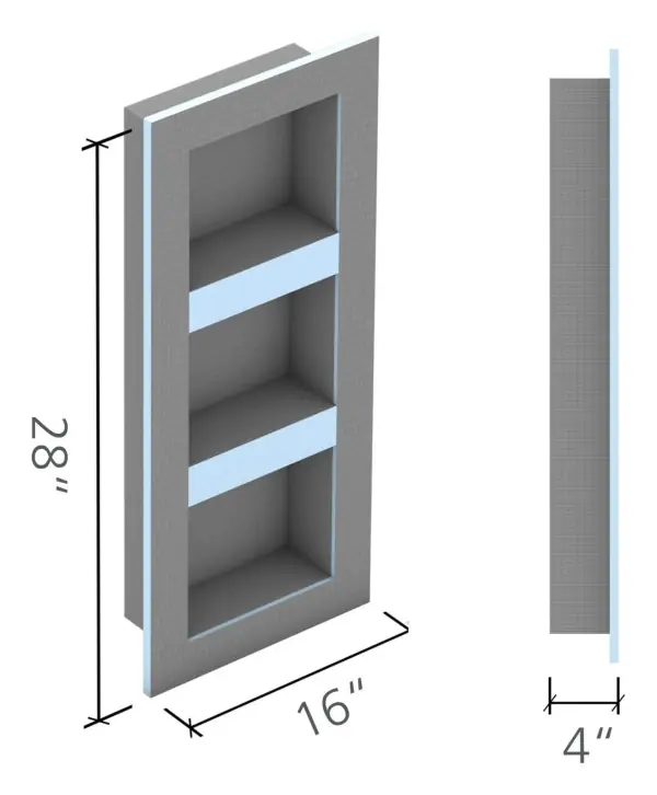 wedi shower niche 16 × 28 in.