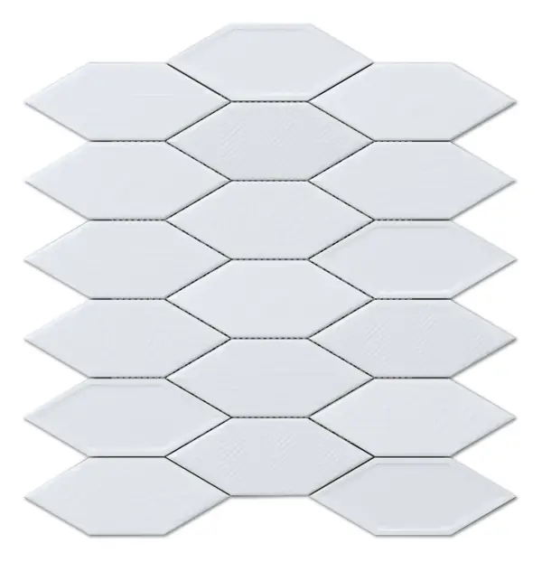 Texture picket mosaic White glossy sheet