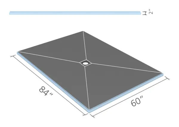 wedi Fundo Primo shower base 60 × 84 in., center drain