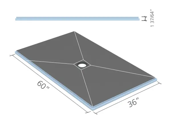wedi Fundo Primo shower base 36 × 60 in., center drain